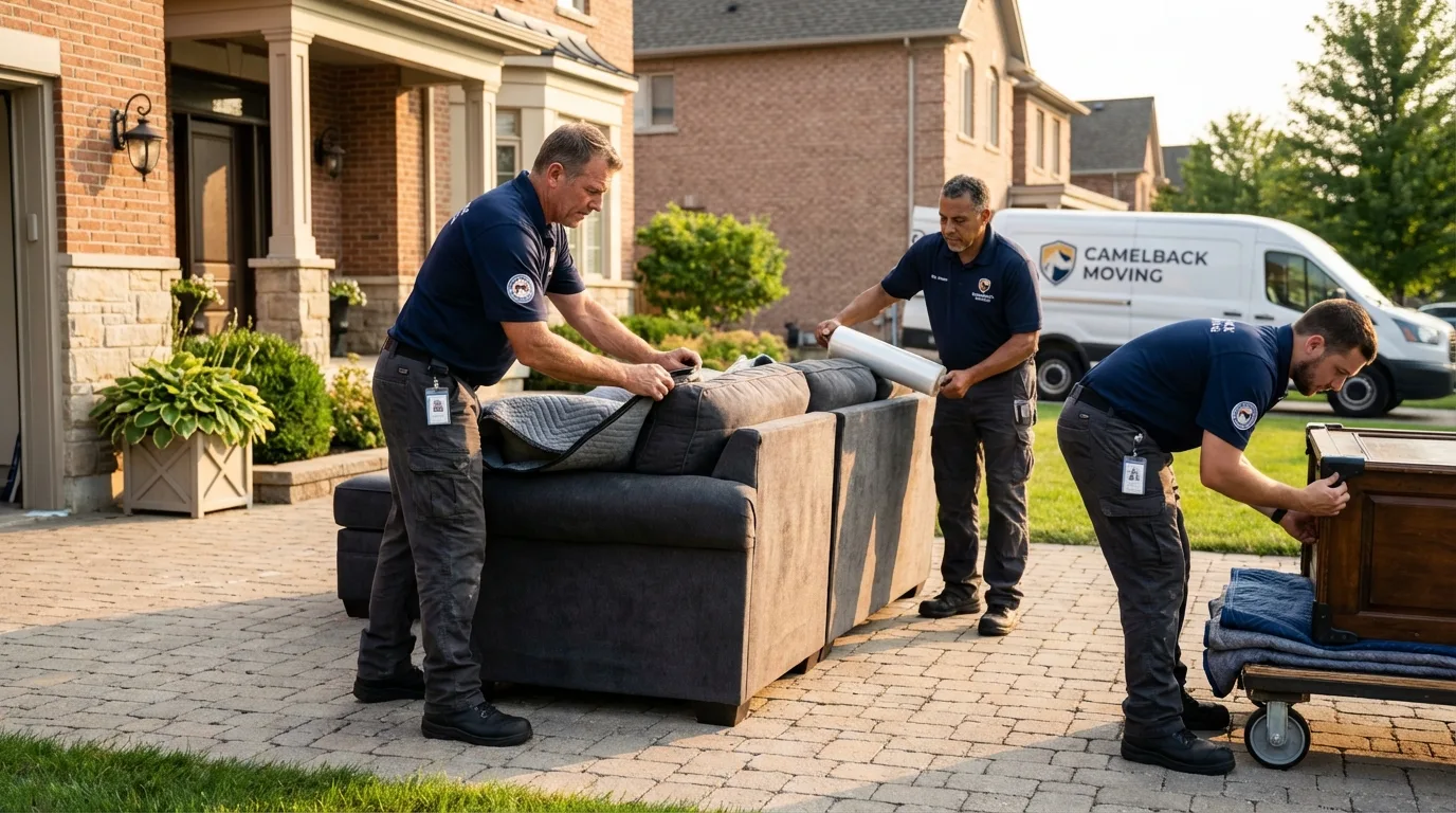 Large estate moving crew wrapping furniture in Simi Valley, CA